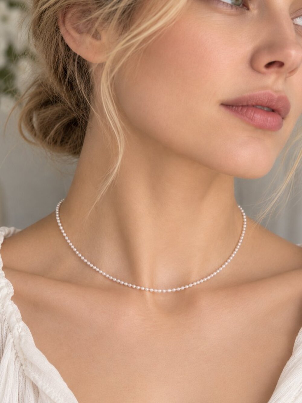 Tiny Freshwater Pearl Necklace 2.4–2.7mm Dainty Pearl Choker